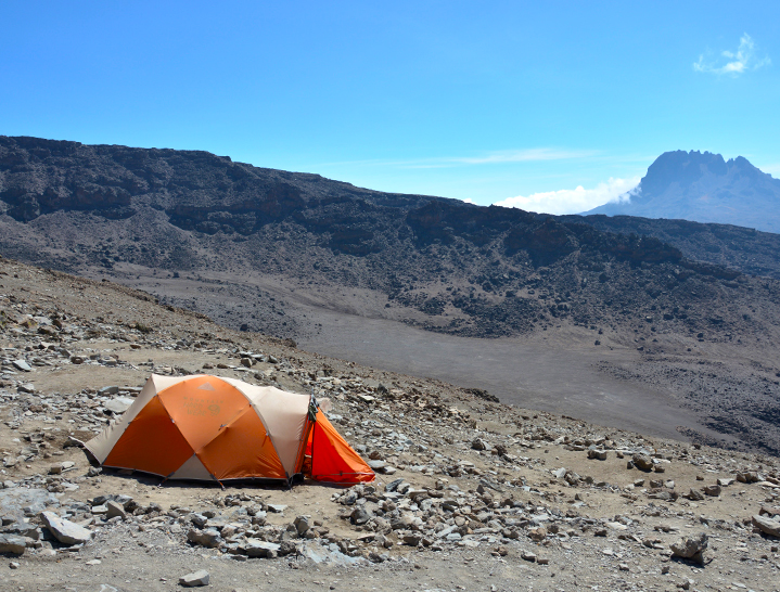 Barafu Camp with Mwenzi Peak in the background, Mt. Kilimanjaro